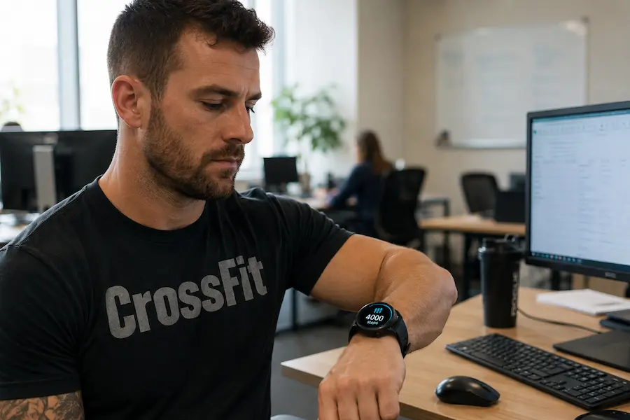 atleta de crossfit mirando el reloj con tan solo 4000 pasos