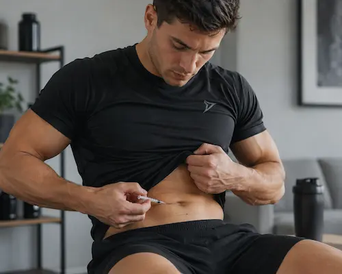 atleta inyectandose peptidos
